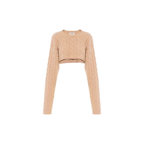 miu miu cropped sweater|miumiu cashmere sweater.